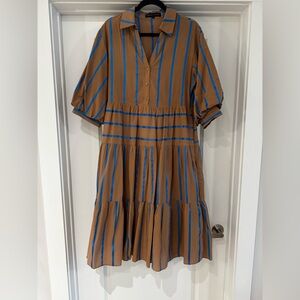 English Factory Striped Collared Midi Dress